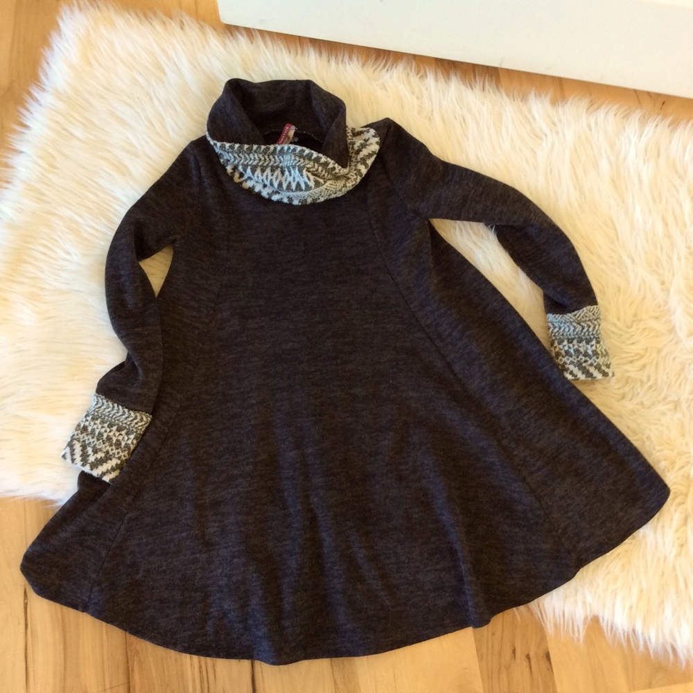 Bellamie Dress Cowl Neck Charcoal Long Sleeve S